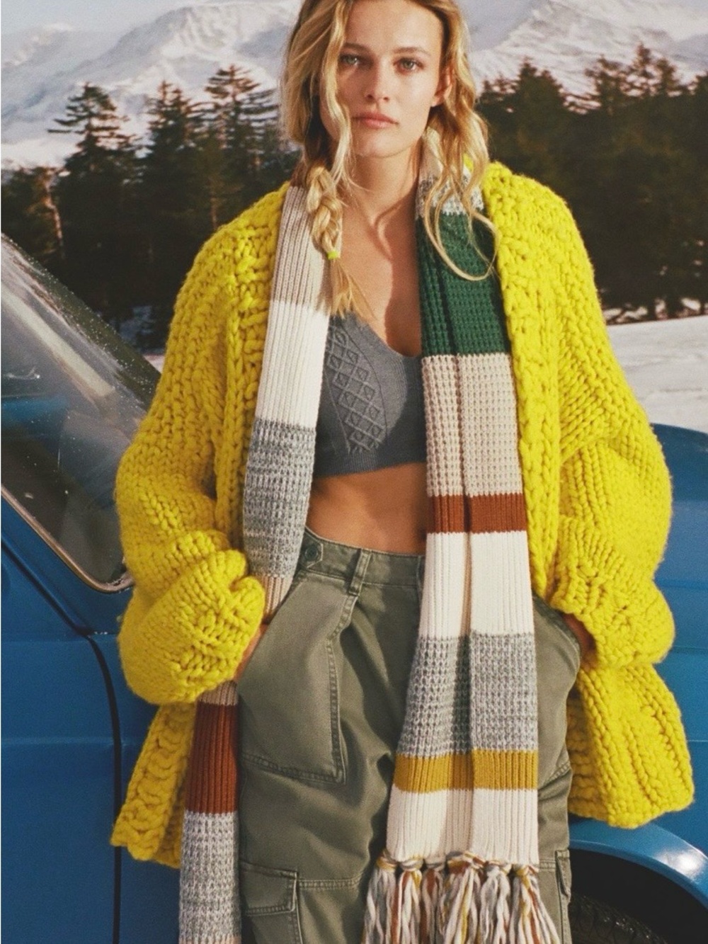 Oversized Fringed Striped Scarf from Anthropologie